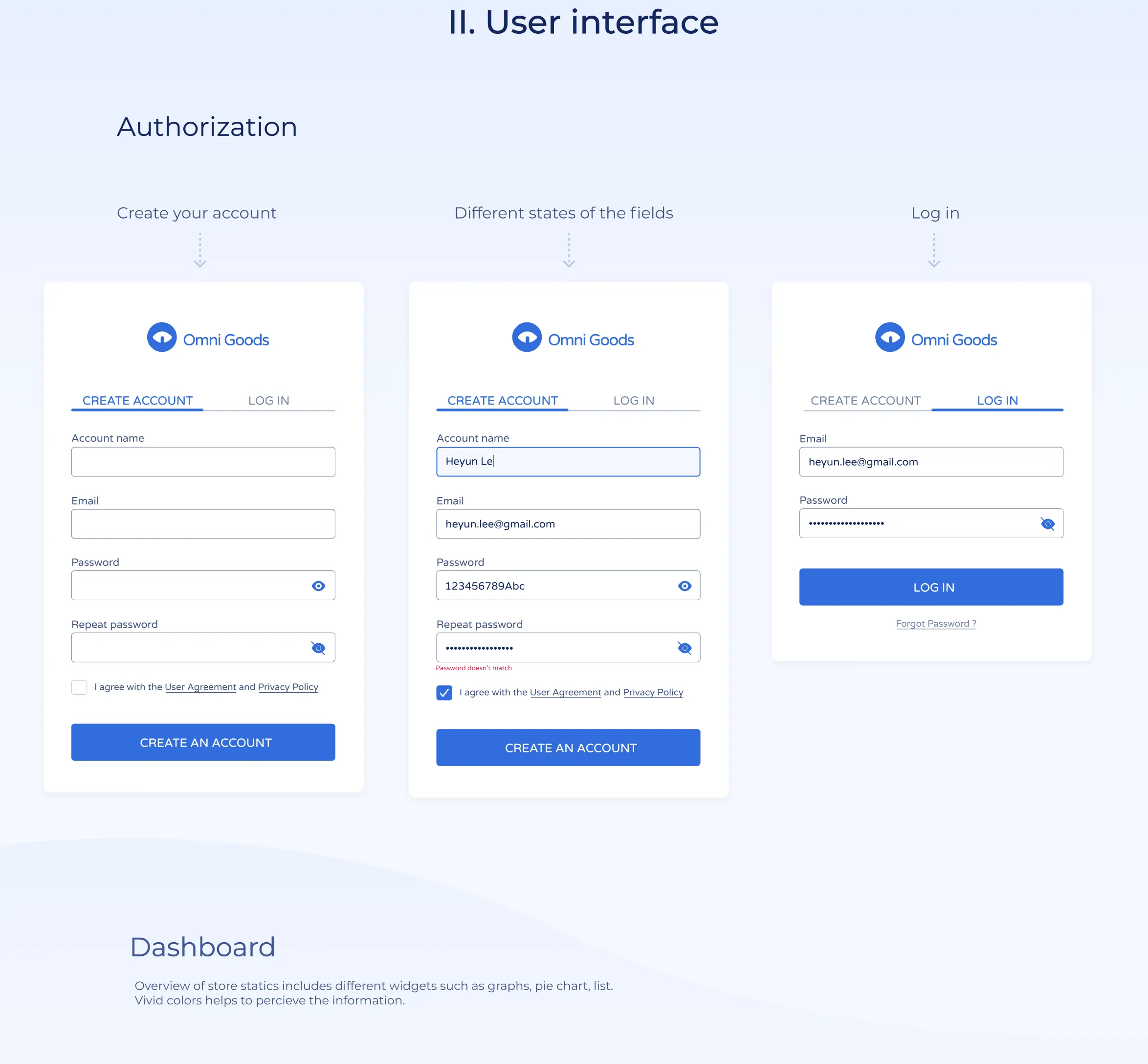 CRM System — Data management views