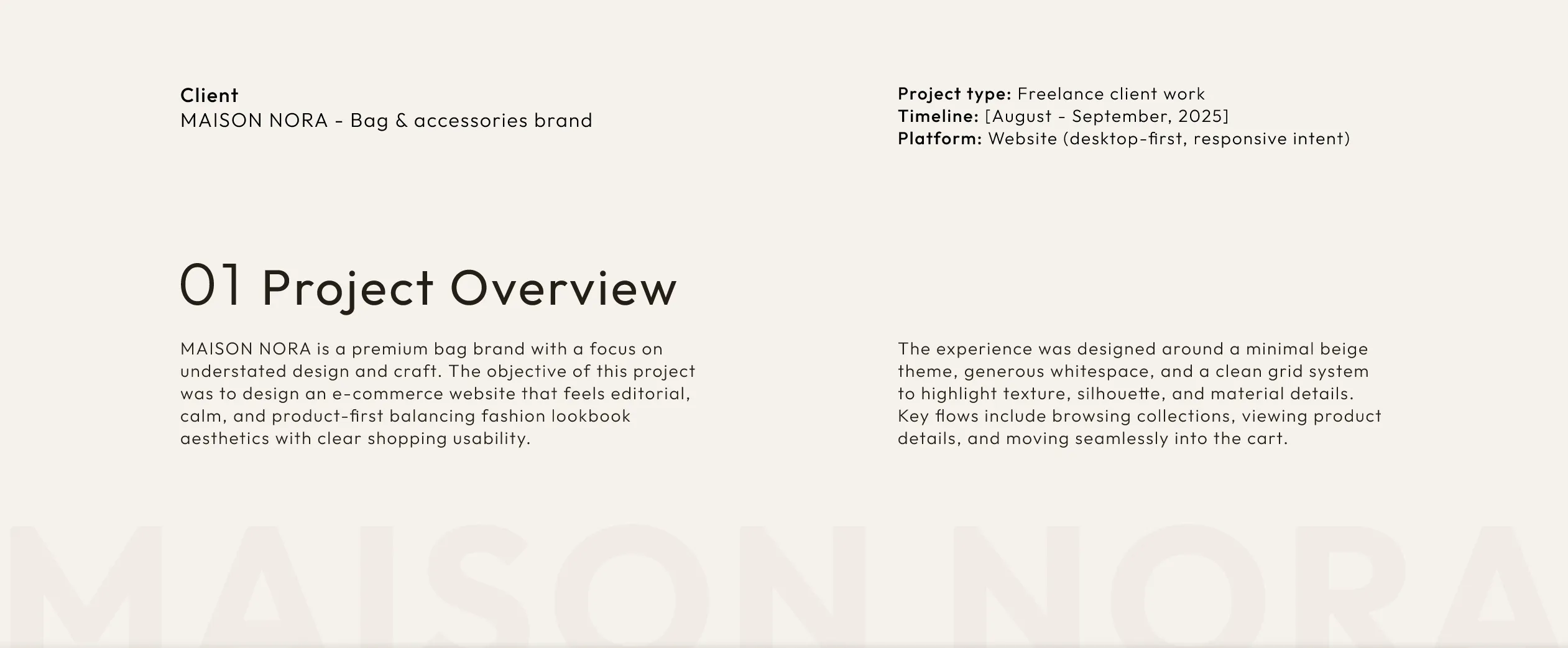 Maison Nora — Product overview