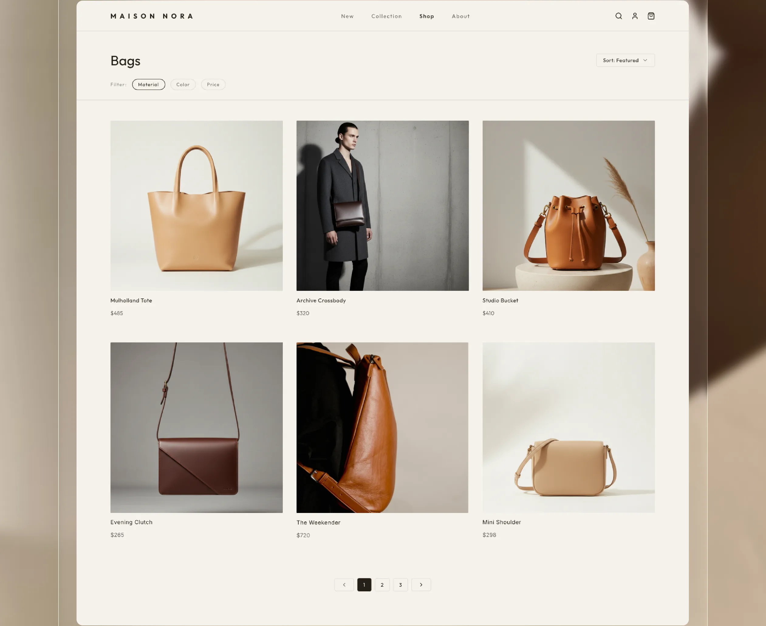 Maison Nora — E-commerce pages