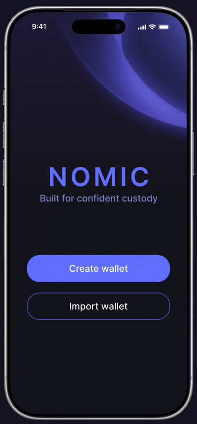 Create wallet signup flow animation